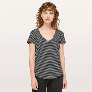 Lululemon | Love Tee V Modern Stripe Heathered Black White